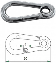 Гак-карабин 6 x 60 мм с проушиной