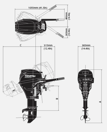 Лодочный мотор Tohatsu MFS 20 E EPTL (ожидание 3 недели)
