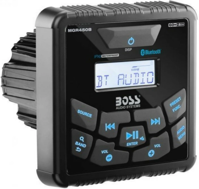 Магнитола Boss Audio MGR450B USB/AUX/FM 240W квадрат (комплект с пультом MGR420R и кабелем MGR25C)