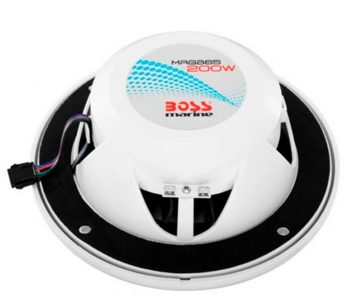 Динамики Boss Audio морские 200W 6,5" с RGB подсветкой (2 шт., белые)