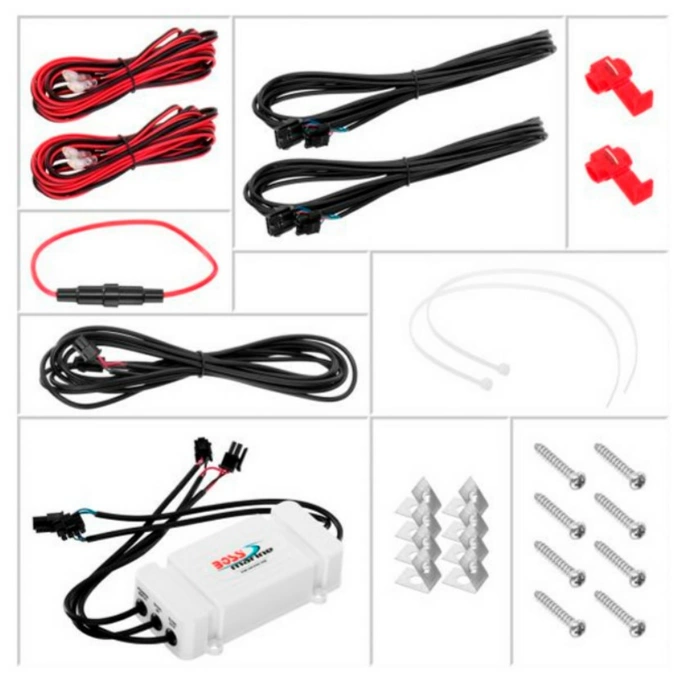 Динамики Boss Audio морские 200W 6,5" с RGB подсветкой (2 шт., белые)