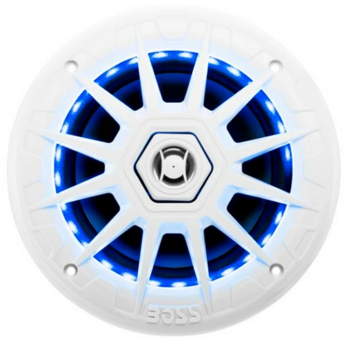 Динамики Boss Audio морские 200W 6,5" с RGB подсветкой (2 шт., белые)