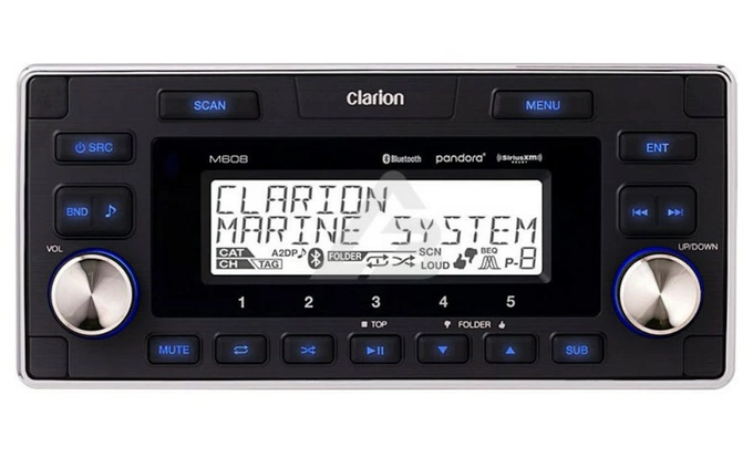 Магнитола влагозащ. Clarion M608 (1,5 DIN, AM/FM, Bluetooth, USB) 