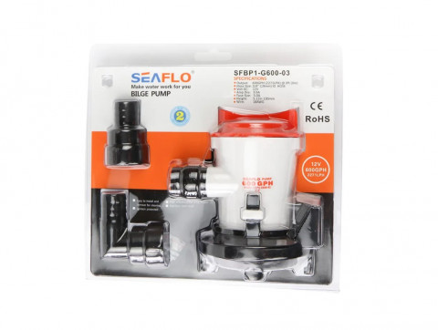 Насос осушительный SeaFlo трюмная 600 галлон/час, патрубок 19 мм, 12V(SFBP1-G600-03)