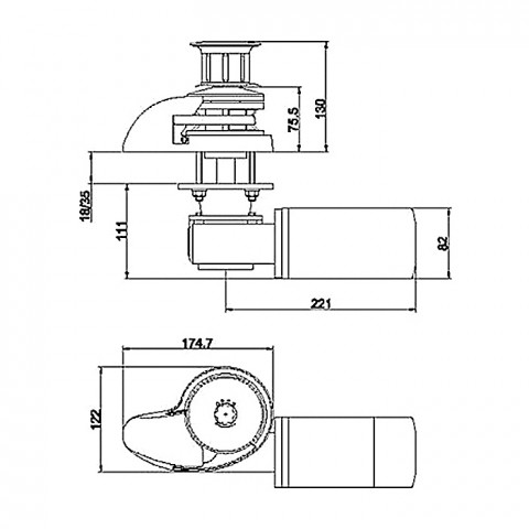 Лебедка якорная "SMART" без барабана, 700Вт, 12В, цепь 6мм