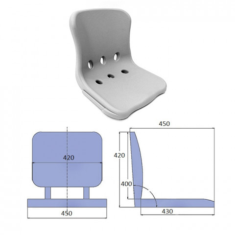Сиденье пластмассовое 400 X 420 мм (серое)
