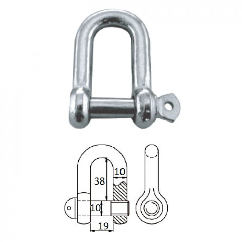 Скоба такелажная с винтовым пальцем 10 мм сталь AISI 316