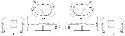 Огни бортовые 92х32 мм черный корпус, врезные