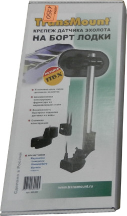 Крепеж датчика эхолота на борт лодки