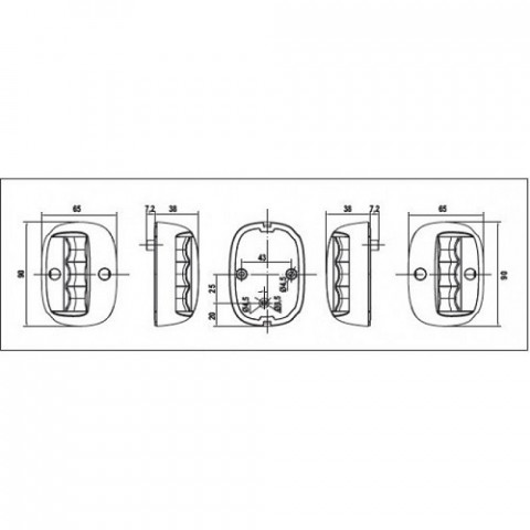 Огни бортовые 90х65 мм белый корпус, светодиодные