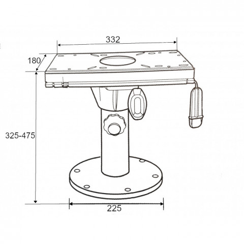 Стойка для сидений 325-457мм c переходником, алюминий