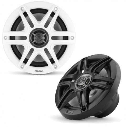 Колонки (пара) морские с RGB подсв. Clarion CMS-651RGB-SWB (6,5", 2-х полос., 30 Вт RMS, белые/черные)