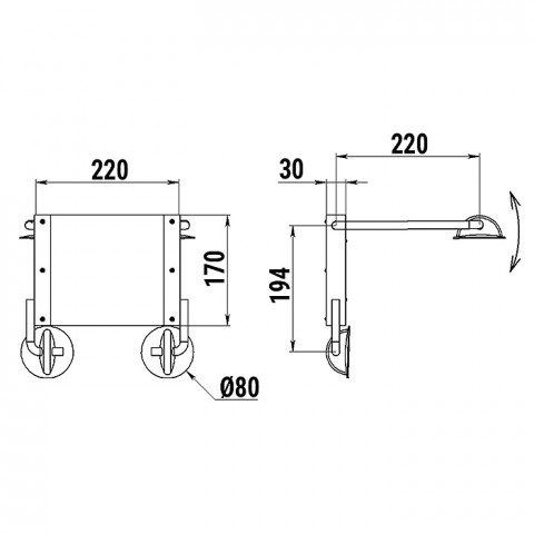 Транец выносной 220х200х220 мм под ПЛМ, для надувных лодок