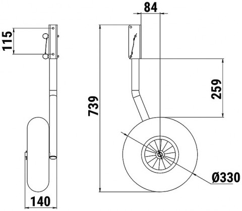 Комплект колес транцевых удлиненных усиленных для НЛ типа "Ротан" 330 мм
