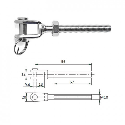 Зажим талрепа М10 левая резьба