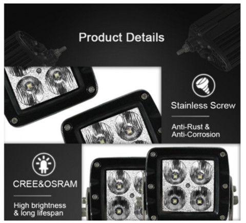 Светодиодная фара Aurora ALO-W1-2-P4T 9V-36V 40W 3200Lm 2.7A ДАЛЬНИЙ СВЕТ (белый свет) Spot