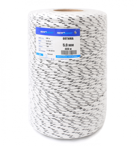Шнур OPTIMA-CORD (Оптима) 5,0мм белый (без сердечника)