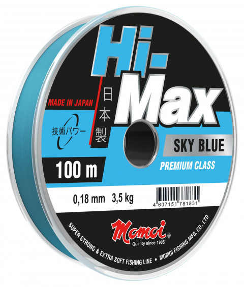 Рыболовная Рыболовная Леска Hi-Max Sky Blue, 100м, голубая (удочка, спиннинг, мягкий тип)