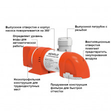 Насос осушительный автоматический SeaFlo 800 галлон/час, патрубок 19/25/29 мм, 12V(SFBP1-G800-14A)