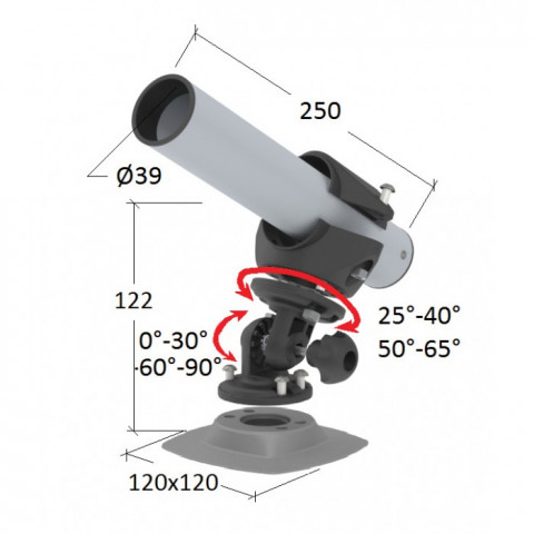 Держатель спиннинга на баллон наклонный "Poseidon"