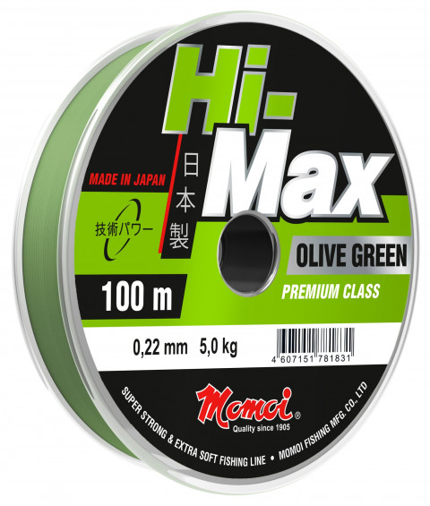 Рыболовная Рыболовная Леска Hi-Max Olive Green, 100м, оливковая (удочка, спиннинг, мягкий тип)