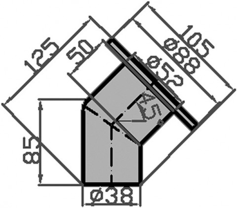 Горловина заливная 38мм сталь (Diesel), угловая