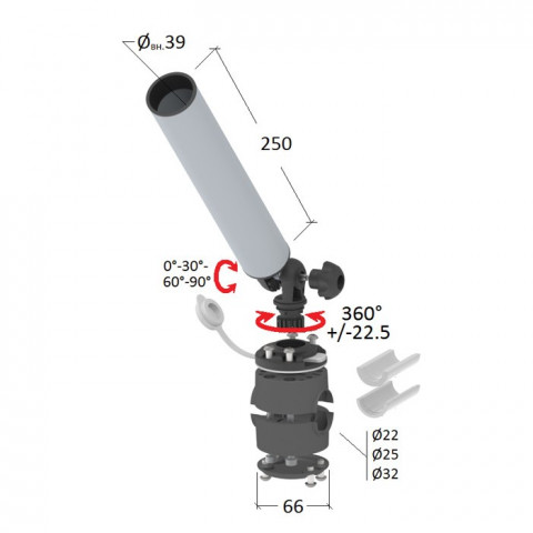 Держатель спиннинга на леер быстросъемный "Poseidon" (торцевое) 