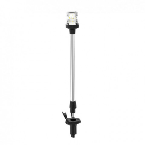 Огонь круговой светодиодный на стойке 600 мм, быстросъемный, нержавеющая сталь, с основанием