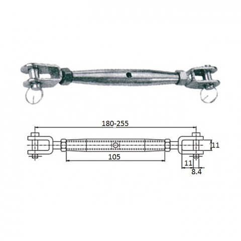 Талреп со стопорн.болт М 8 180-255 мм