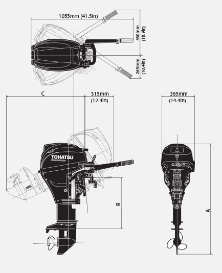 Лодочный мотор Tohatsu MFS 20 E EPTL (ожидание 3 недели)