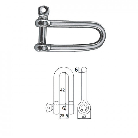 Скоба такелажная с винтовым пальцем 6 мм AISI 316