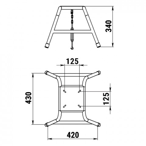 Стойка для сидения 340 мм, нерж.сталь