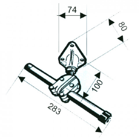 Опора регулируемая РТ 283х100мм алюм/нерж.сталь.