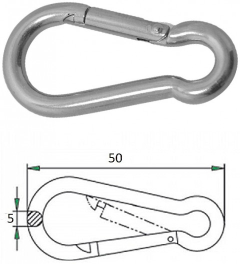 Гак-карабин 5 x 50 мм